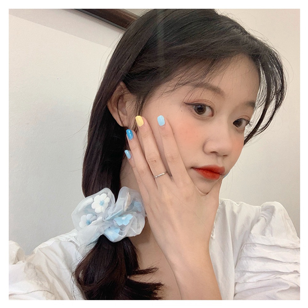 Dây Cột Tóc Họa Tiết Hoa Dễ Thương Phong Cách Hàn Quốc Cho Nữ