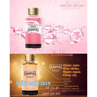(CHÍNH HÃNG) Combo 01 hộp Gold Collagen Adiva và 01 hộp White Adiva (14 lọ/ hộp)