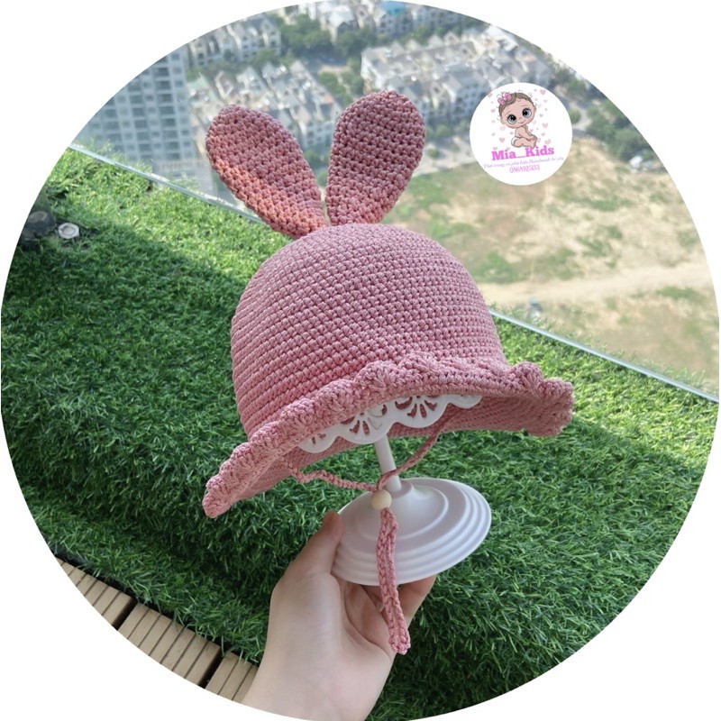 Mũ Tai Thỏ Cho Bé - Mũ Cói Handmade Xinh Xắn, Đáng Yêu