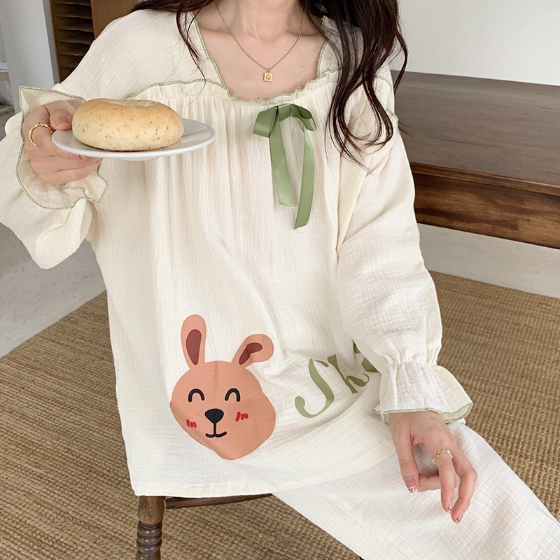 Bộ Đồ Ngủ Cotton Tay Dài Phong Cách Công Chúa Ngọt Ngào Thời Trang Xuân Thu 2022 Mới La102