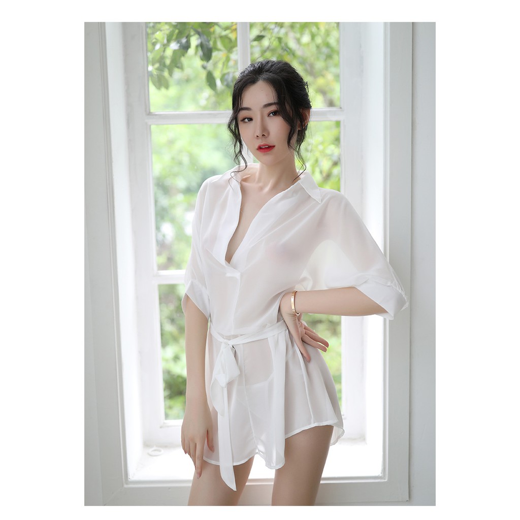 Áo Sơ Mi Mỏng Manh Xuyên Thấu Gợi Cảm Chất Liệu Voan Mịn