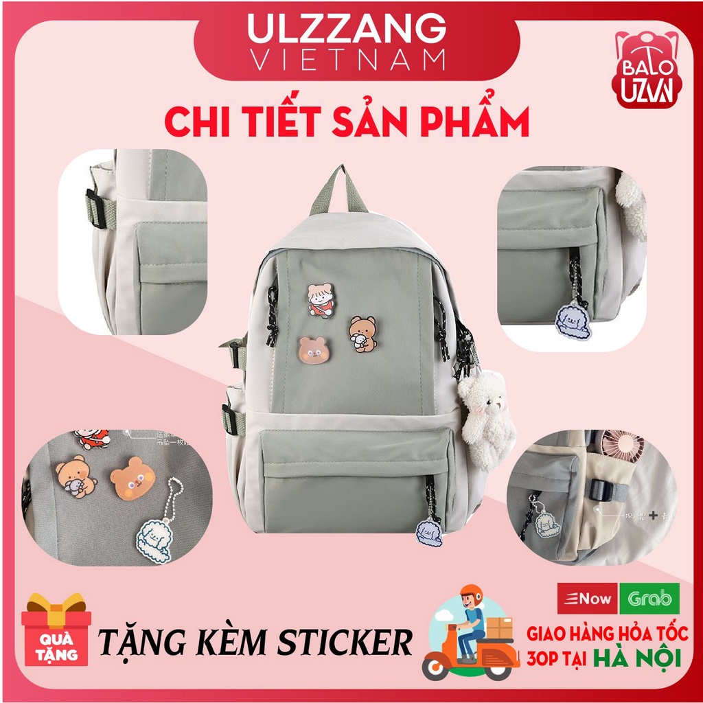 Balo nữ đi học phong cách Ulzzang Hàn Quốc với chất liệu chống nước phối màu dễ thương