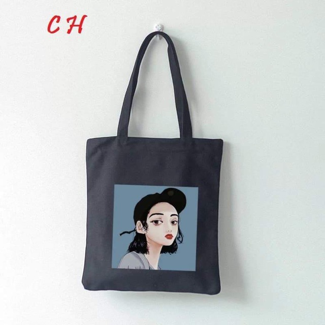 [Túi tote] Túi vải cô gái đội mũ COH0619