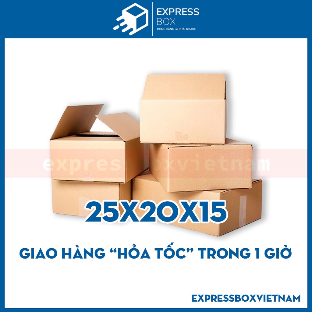 Thùng Carton, Hộp Carton 25x20x15 Đóng Gói Hàng (Combo 20 Cái)