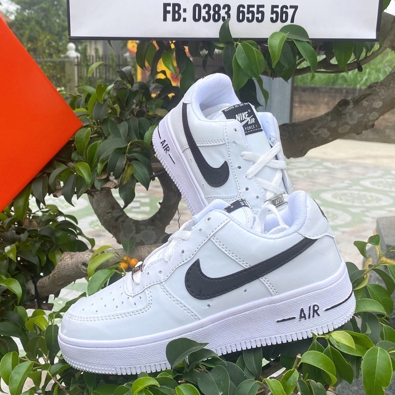 Giày thể thao air force Trắng kem xanh mũi đen, giày  AF1 LOW CREAM MŨI ĐEN DA THẬT cao cấp hót nhất 2022 nam nữ
