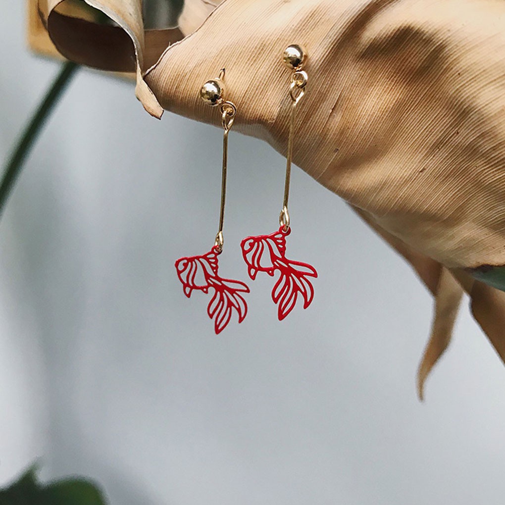 Hoa Tai Dáng Dài Hình Cá Độc Đáo Cho Nữ