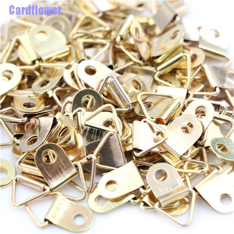 Cardflower  100pcs Mini Golden Triangle D-Ring Picture  Painting Mirror Photo Frame Hook Hanger 10x20mm Furniture Aessories