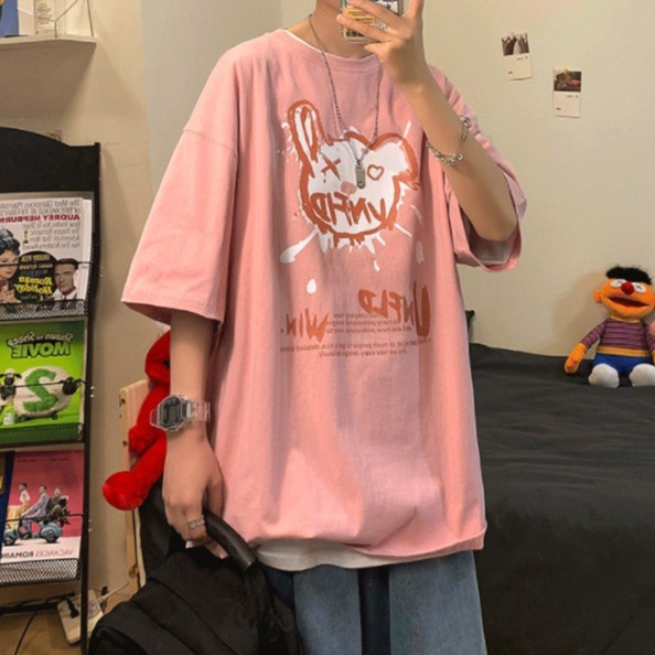 [M-3XL] 2023 Mẫu mới của người đàn ông tại chỗ ngắn tay Graffiti mẫu in T-Shirt của phụ nữ rộng T-Shirt sáng tạo đôi áo sơ mi thời trang đường phố xu hướng