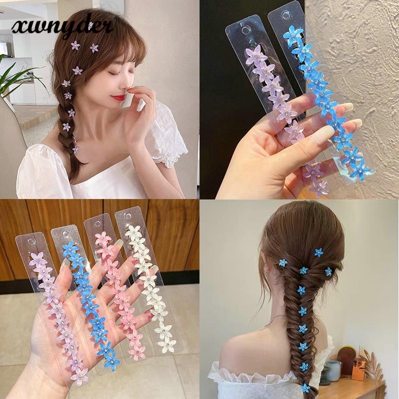 Set 10 Kẹp Tóc Bện Gắn Hoa Nhỏ Dễ Thương Cho Bé Gái