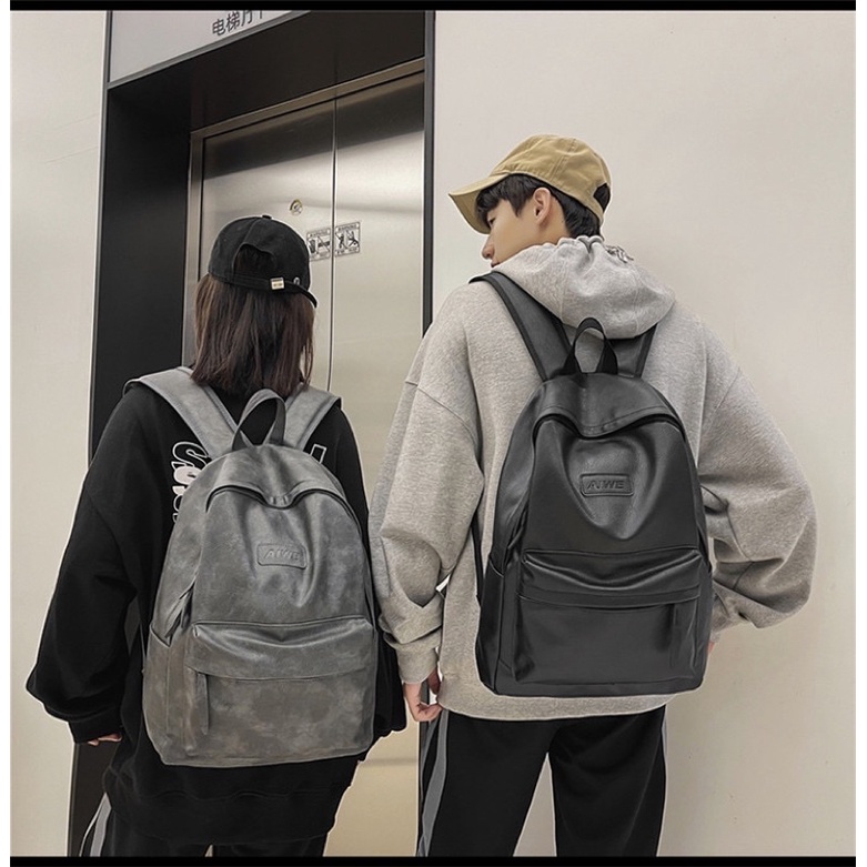 Ba lô nam nữ basic gam màu mốc da trơn cỡ trung bình to học sinh viên đi làm vs du lịch trẻ trung streetwear
