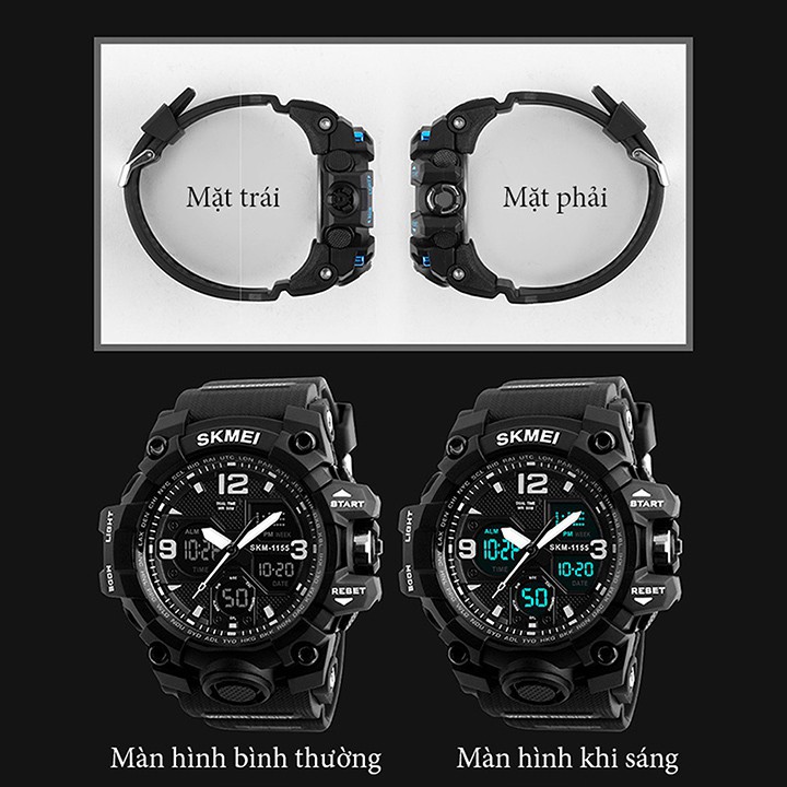[QUÀ ĐỈNH 0Đ] Đồng hồ điện tử nam SKMEI 1155B dây cao su phong cách thể thao mạnh mẽ | BigBuy360 - bigbuy360.vn