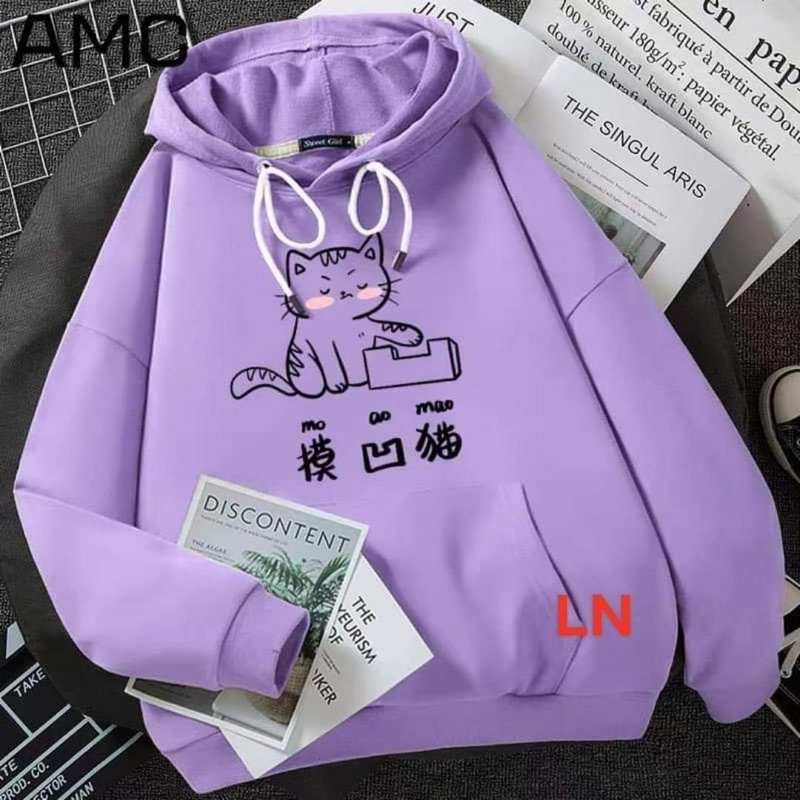 Áo hoodie mèo mo, Áo nỉ Unisex from rộng, Chất nỉ ấm mặc không xù, thiết kế phong cách - MODY