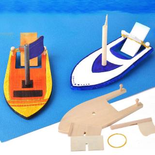youn* DIY Kits Wooden Sailboat Ship Model Painting Educational Children kindergarten Decoration