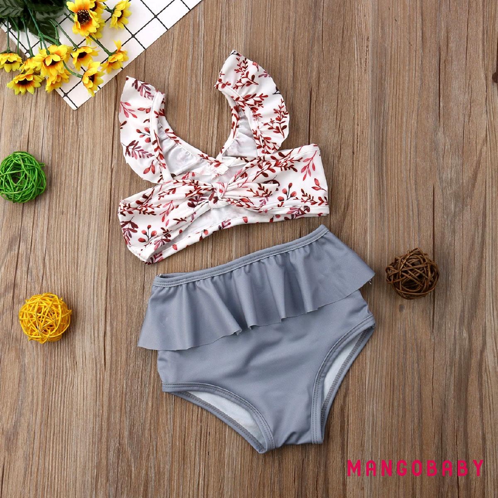 Bộ Đồ Bơi Bikini Lưng Cao Họa Tiết Da Báo Thời Trang Cho Bé Gái