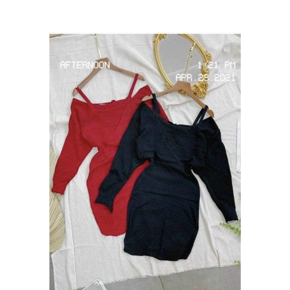 ĐẦM LEN ÔM BODY CỔ V HÀN QUỐC, VÁY LEN ÔM BODY, VÁY LEN DÁNG DÀI, ĐẦM LEN DÀI TAY XINH XẮN