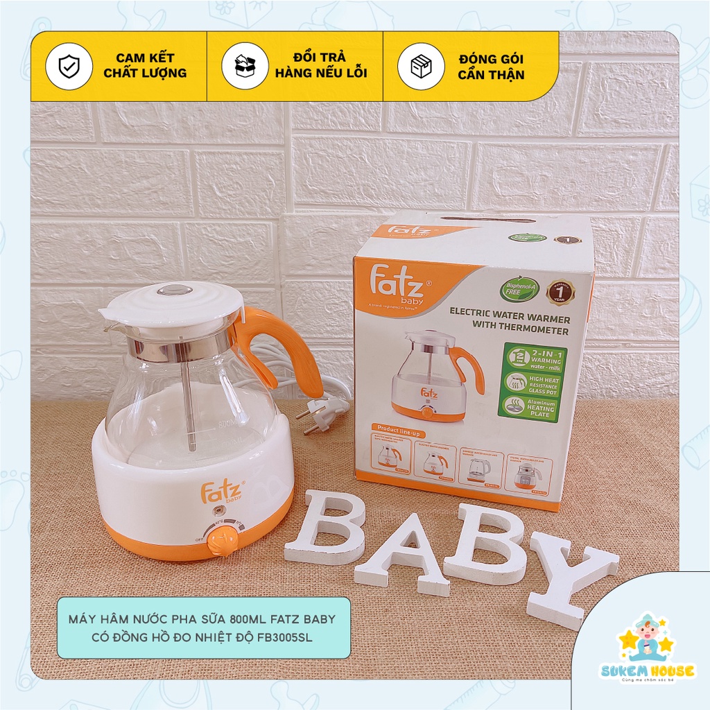 [BẢO HÀNH CHÍNH HÃNG] Máy hâm nước pha sữa có nhiệt kế Fatzbaby FB3005SL