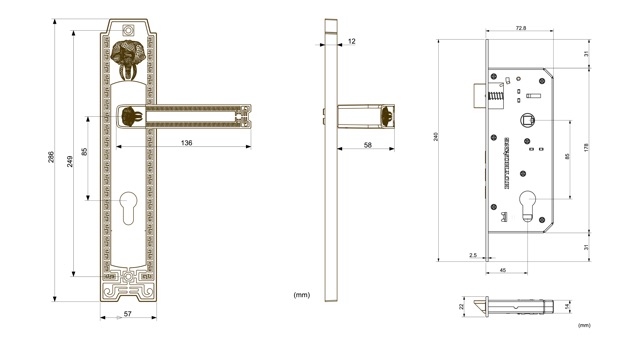 Khoá Tay Gạt Đồng Thau Thân Inox 304 HC8528 SSHA Chính Hãng Huy Hoàng Bảo Hành 3 Năm