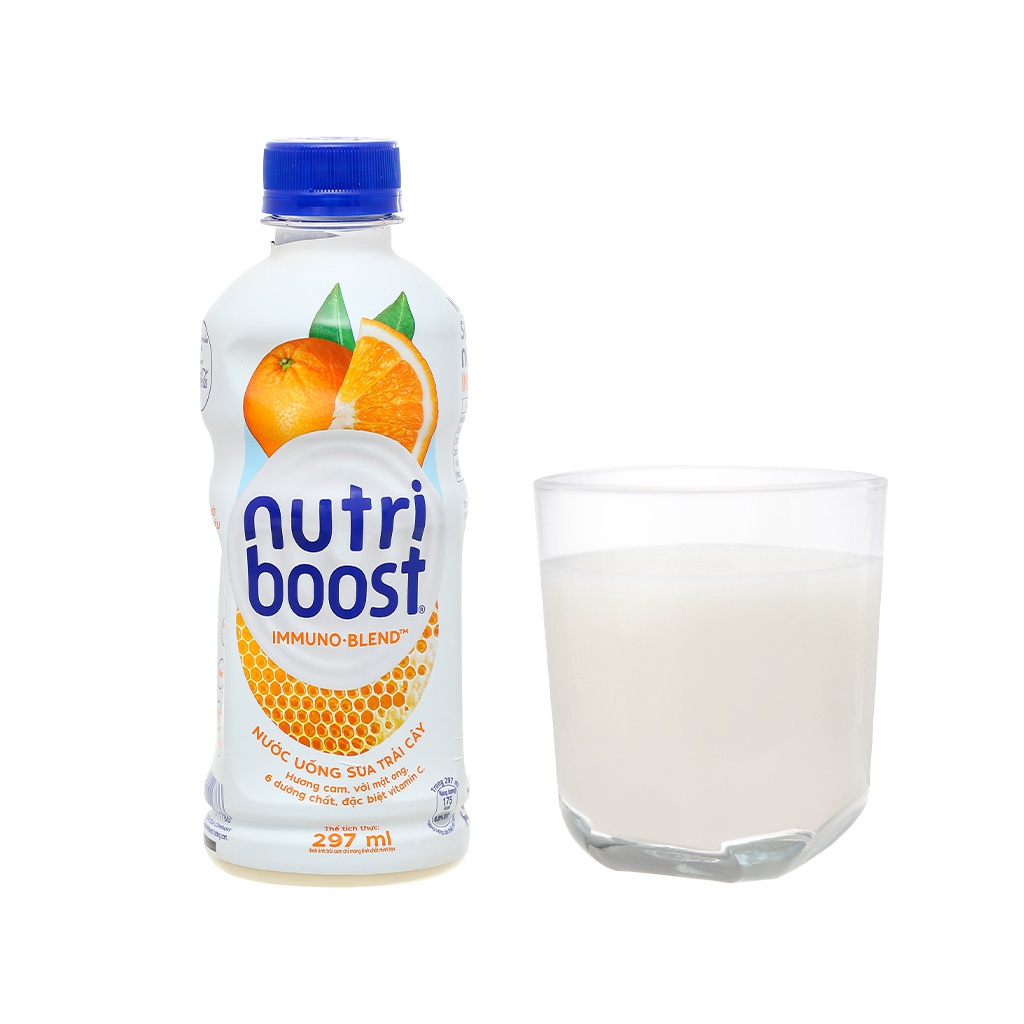 Thùng 24 Chai Sữa NutriBoost Hương Cam 297ml/chai- Sữa trái cây giải khát- Thức uống dinh dưỡng - Cho ngày dài năng động