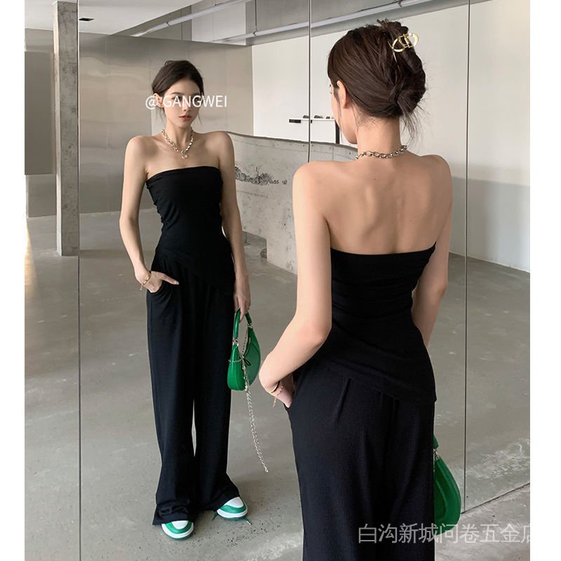 Bộ Đồ Hai Mảnh Áo Ống Dệt Kim Phong Cách Nữ Thần Đường Phố Thời Trang Mùa Hè Dành Cho Nữ
