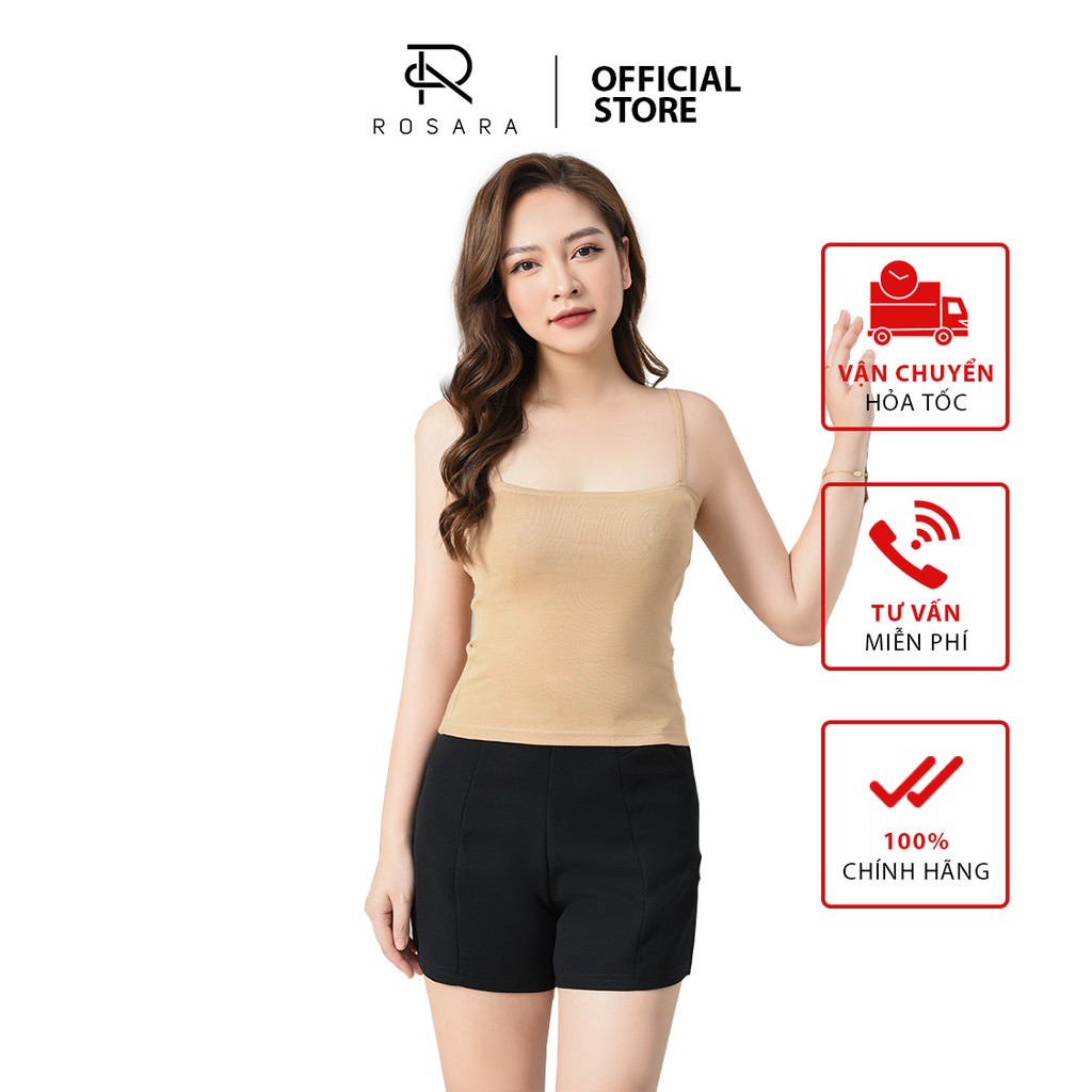 Áo 2 dây dáng ôm mịn vải cotton co dãn dây có chốt điều chỉnh Rosara SP86