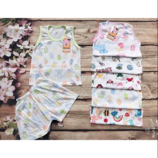 Bộ sát nách cotton giấy cho bé 4 đến 13kg