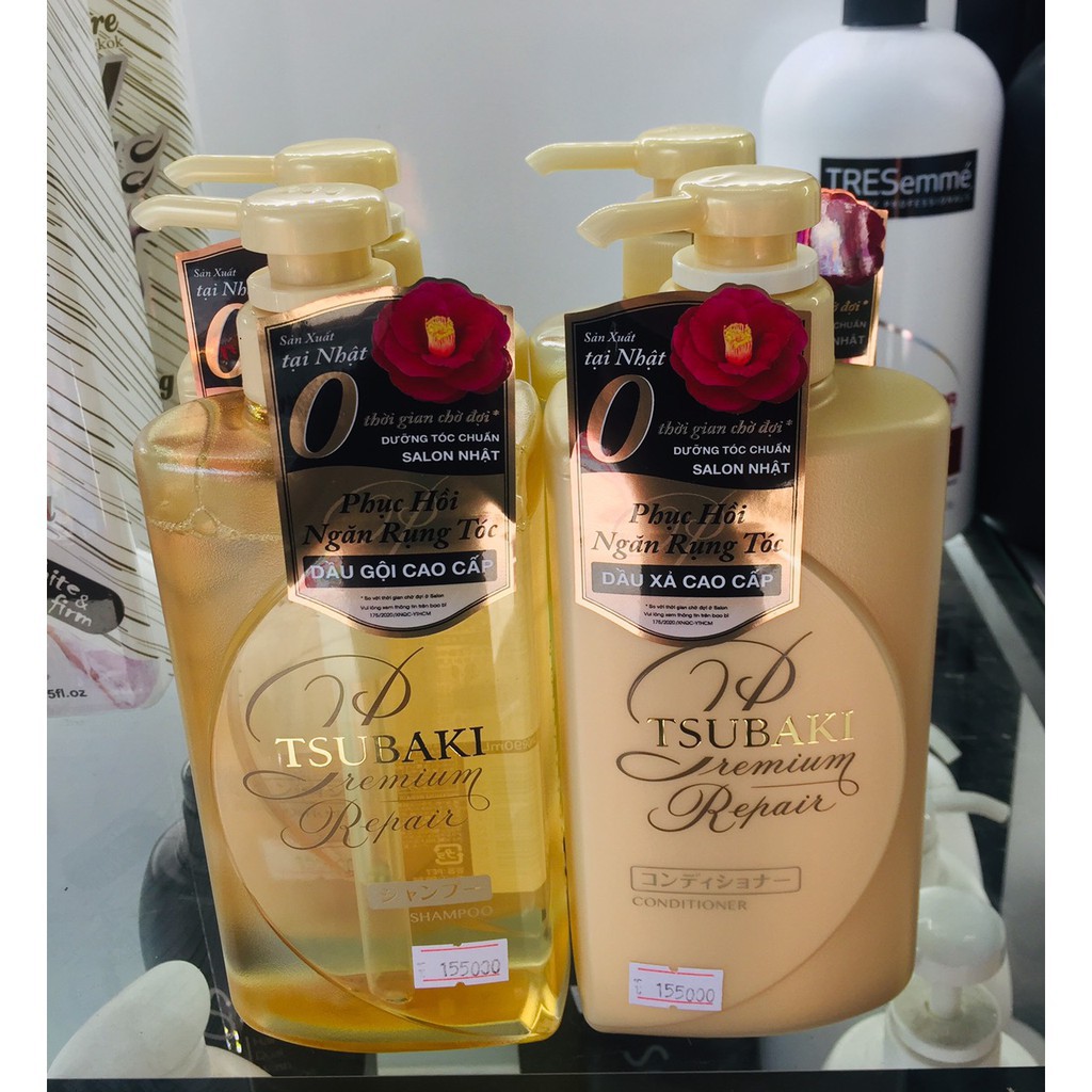 ( Mẫu mới ) Bộ đôi gội + xả Phục hồi ngăn rụng tóc Premium Repair Tsubaki 500ml