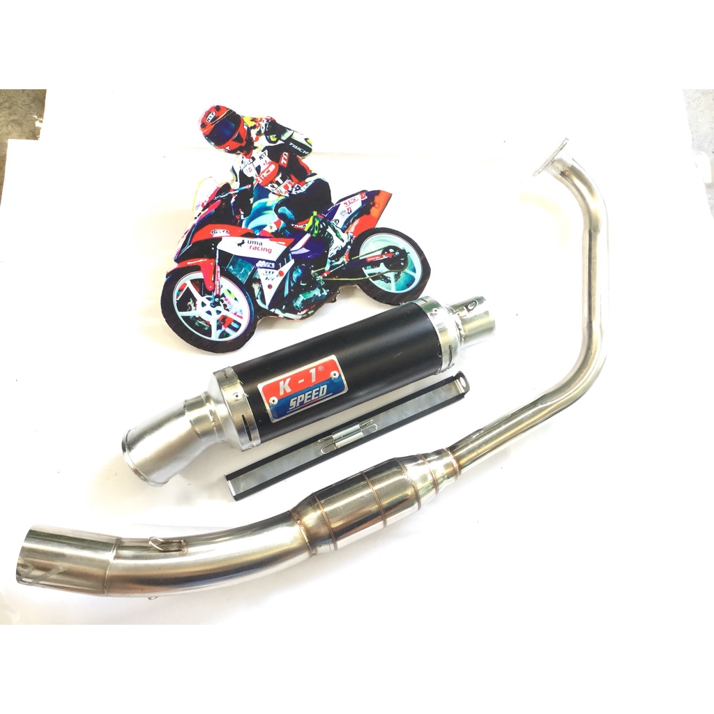 Pô K1 ĐEN cả cổ bầu hơi inox exicter, winer, sonic, raider, satria, gsx, fz, tfx, cbr, r15,...