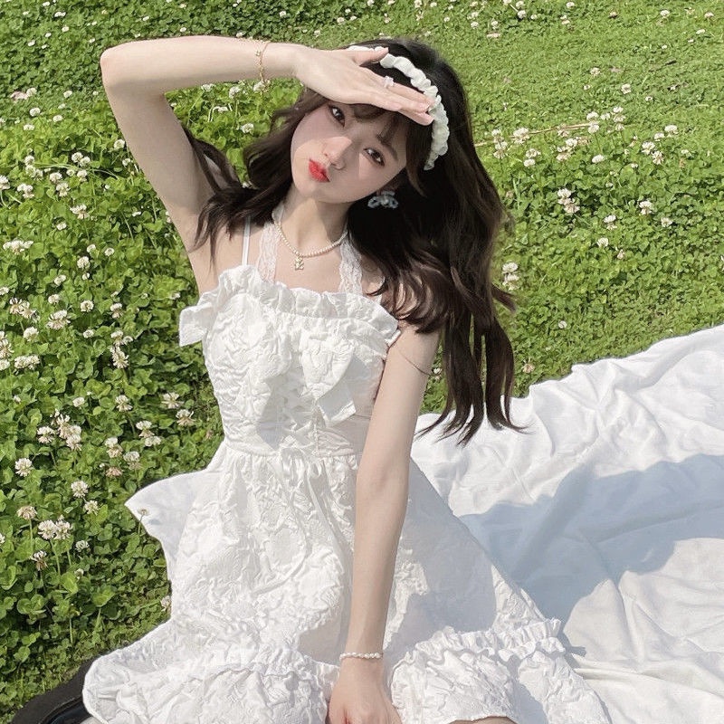 Đầm Công Chúa Hai Dây Dáng Rộng Thắt Nơ Phong Cách Hàn Quốc Mới Dành Cho Nữ Sinh