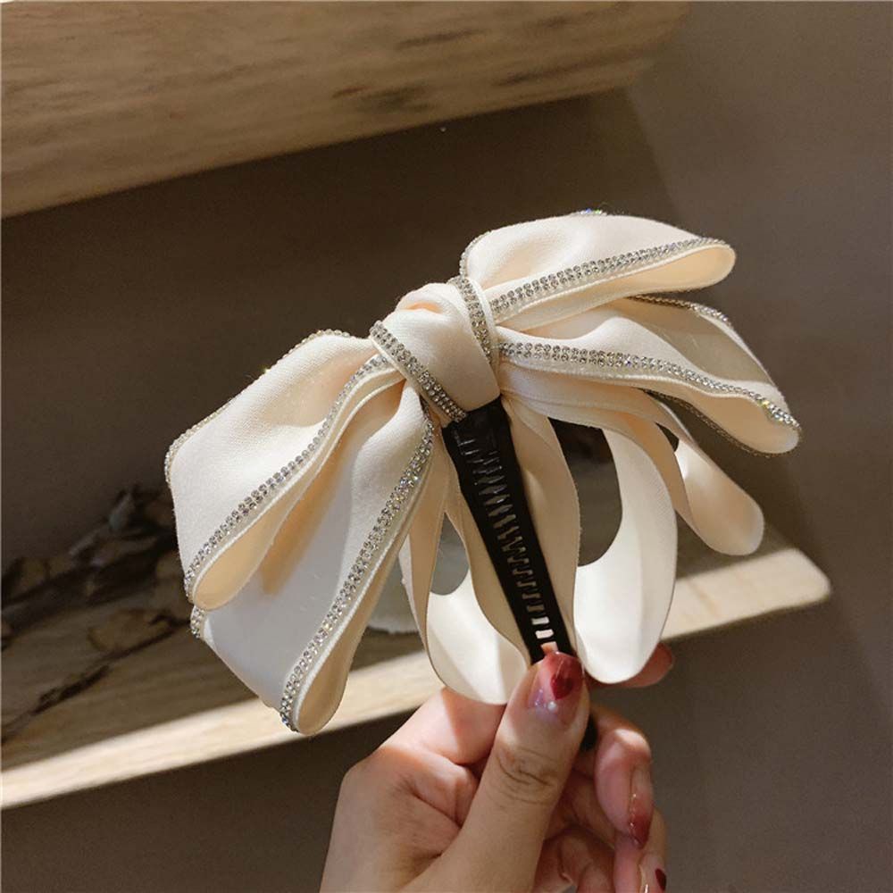 Kẹp Tóc Hình Nơ Bằng Vải Satin Phong Cách Hàn Quốc Đơn Giản Nhiều Màu Sắc Cho Nữ