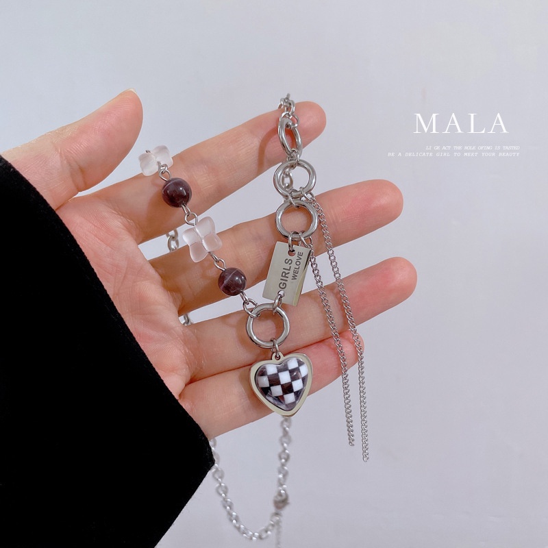 Vòng Cổ  MAYEBE LAVEND kẻ sọc màu trắng đen phong cách hiphop thời trang Hàn Quốc cho nam nữ