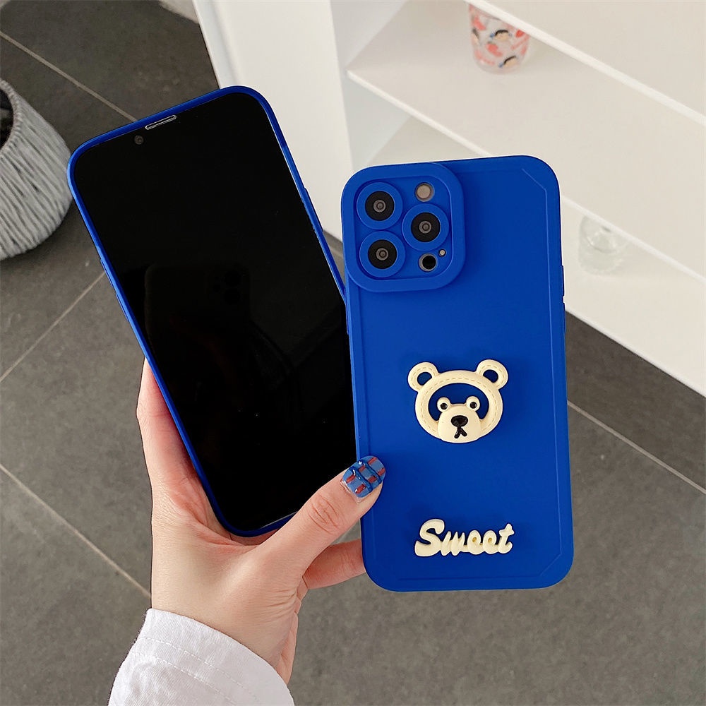 Ốp lưng iphone cạnh vuông bảo vệ camera gấu xanh 7plus x xsmax 11 11promax 12 12pro 12promax 13 13pro 13promax DT13