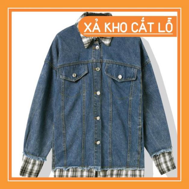 [Sale Hot] Áo Khoác Jean Ulzzang Giả Hai Lớp cực xịn