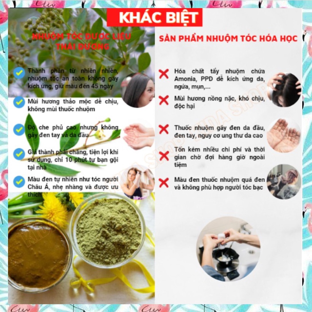 Dầu gội Đen tóc THÁI DƯƠNG gói 10g Dược liệu thảo dược phủ bạc tóc Tại nhà đơn giản, không ngứa da đầu, xơ tóc