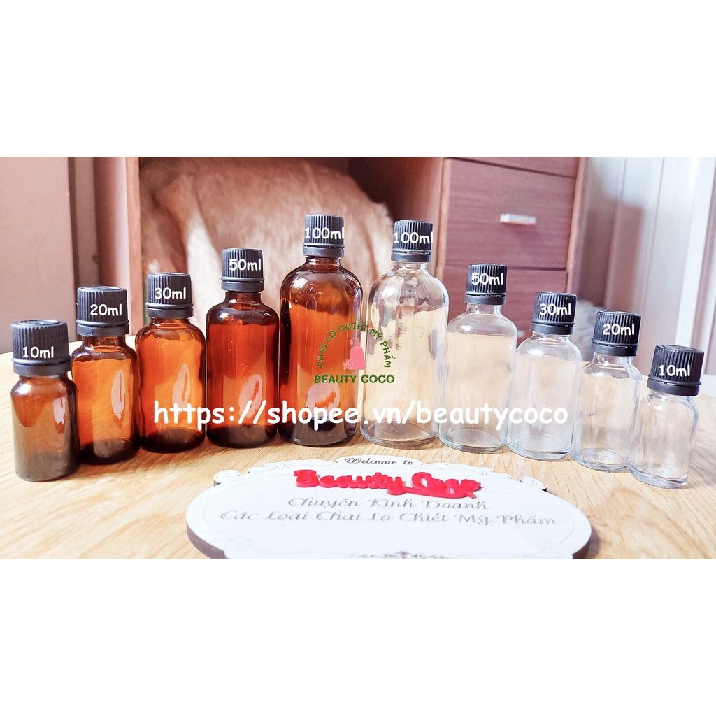 Chai Đựng Tinh Dầu Thủy Tinh 10ml 20ml 30ml 50ml 100ml Lọ nhỏ giọt nắp vặn