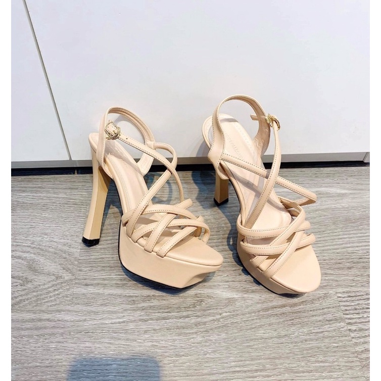 Giày sandal đế đúp quai chéo sang chảnh đế trụ 13 cm
