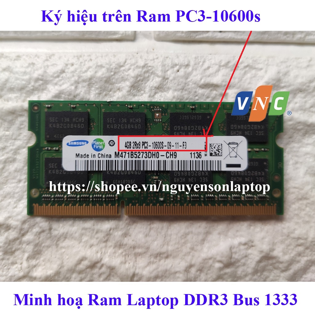 ⚡ Ram Laptop Bus 1333 ký hiệu PC3-10600s DDR3 dung lượng 2Gb - 4Gb DDR3 hàng tháo máy