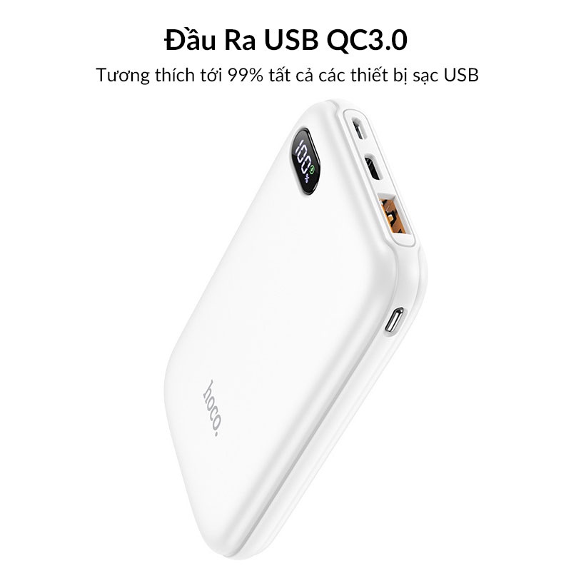 Pin Dự Phòng 10000mAh HOCO Q2 Mini Size Flash Charge, Sạc Nhanh Cổng Kép PD 20W + QC 3.0,Đèn Led Hiện Thị Dung Lượng Pin