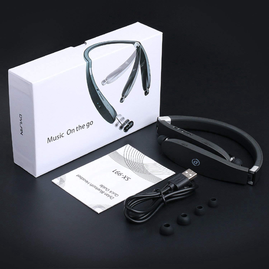 ☆Bluetooth Headphones Wireless Neckband Headset - Sweatproof Foldable Earphones with Mic, Retractable Earbud and 16 Hours Play Time for iPhone Android Cellphone Tablets TV