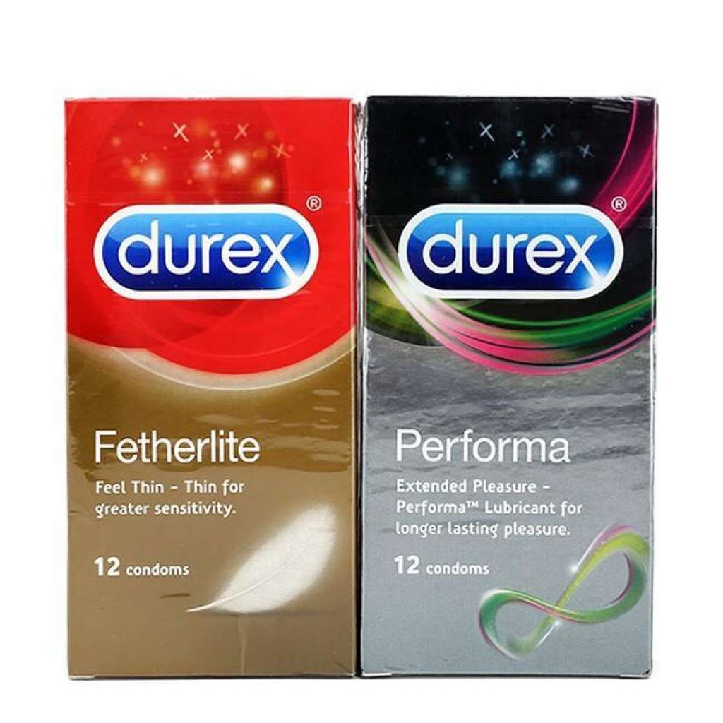 Combo 4 hộp Bao Cao Su Durex Fetherlite Ultima 12s - Kingtex 12s - Pleasuremax 12s - Performa 12s - gân gai , size kéo d