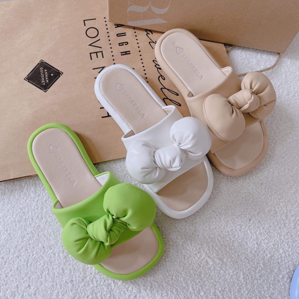 Dép Nơ Nữ Quai Ngang Thời Trang Cao Cấp Đế 2CM Hot Trend TRINH LÊ SHOP GIÀY DÉP HT112