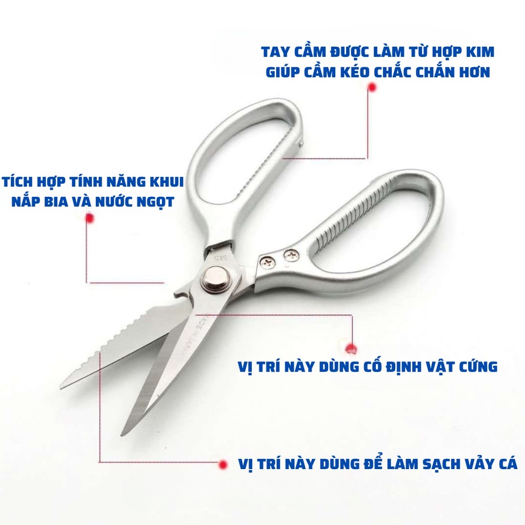 Kéo Nhật làm bếp đa năng, kéo cắt thịt, cá, gà nhanh chóng, kéo nhà bếp sắc bén