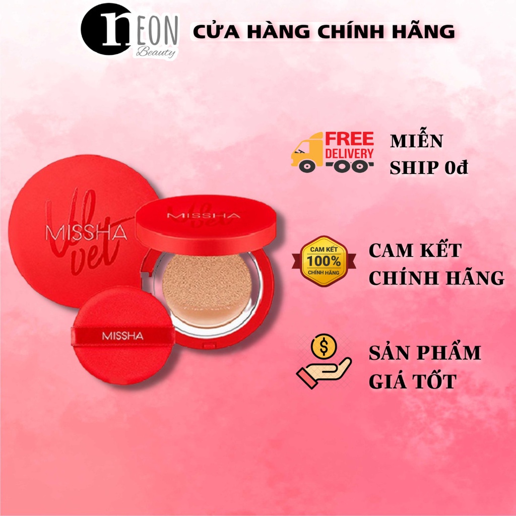 Phấn Nước Missha Velvet Finish Cushion SPF50+ PA+++ 15g Mỏng Mịn, Che Phủ Tốt, Lâu Trôi - NEON BEAUTY