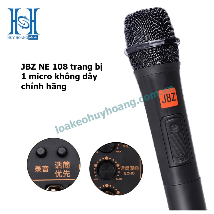Loa gỗ chính hãng JBZ 106 j6 Tặng kèm 2 micro zin  hát karaoke xách tay