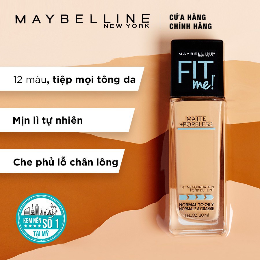 [CHÍNH HÃNG] Kem Nền Chống Nắng Fit Me Maybelline New York Matte SPF 22 30ml