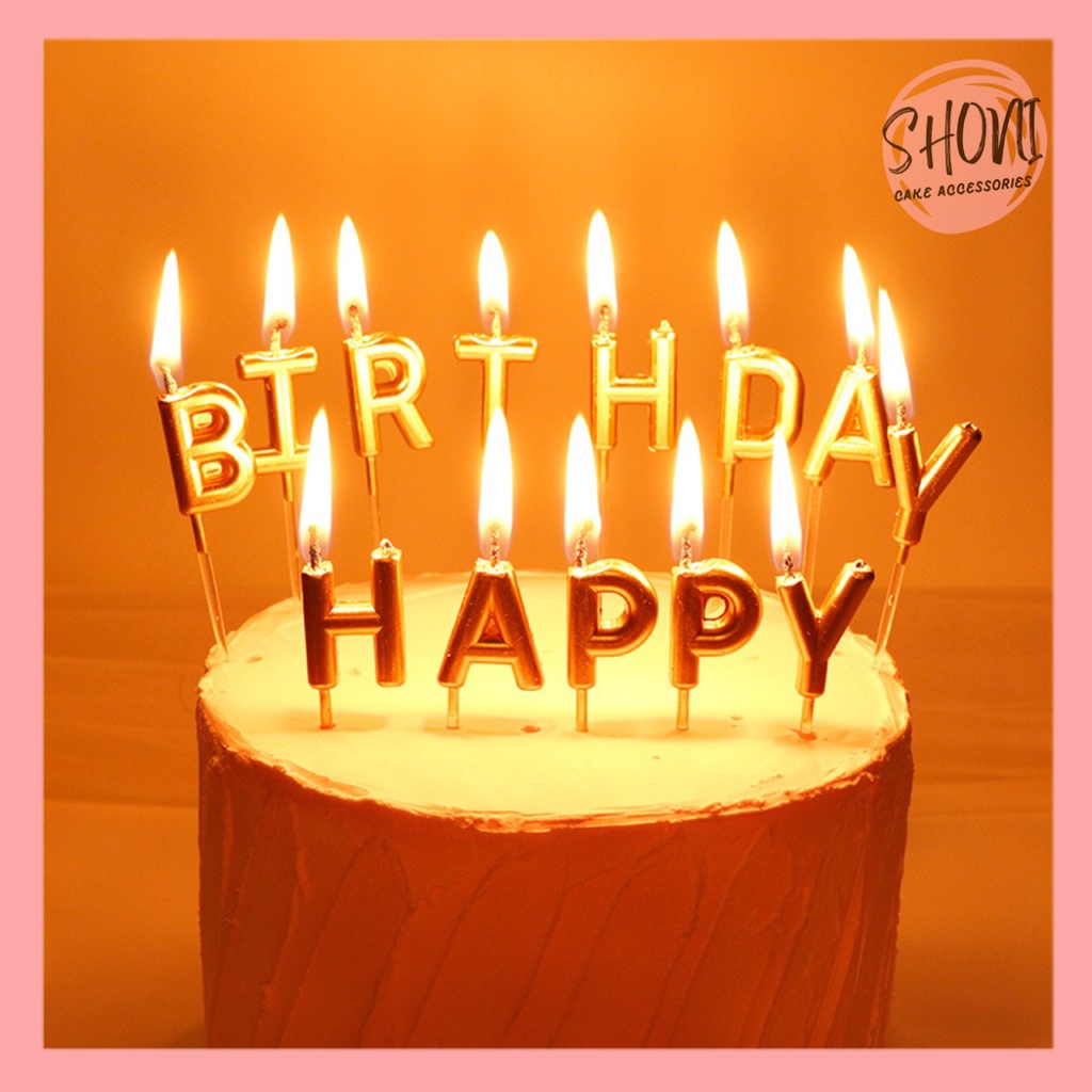 Nến Sinh Nhật HAPPY BIRTHDAY Màu NhũbTrang Trí Bánh Kem