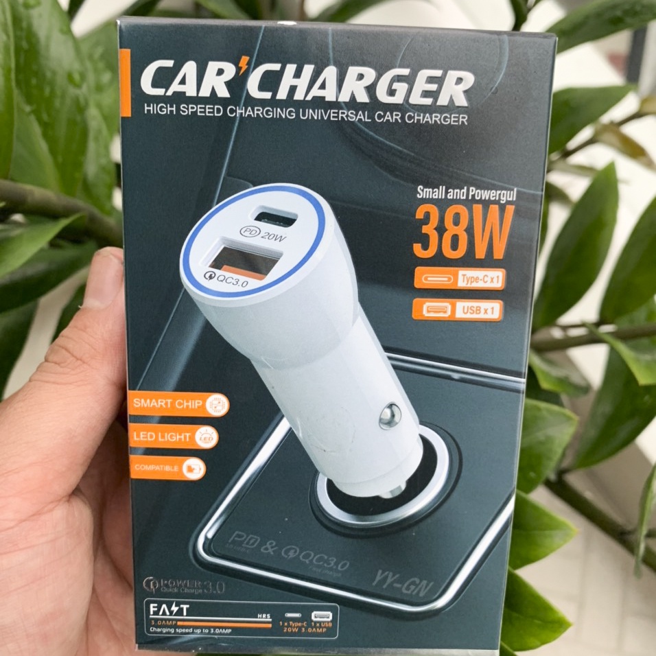 Sạc xe hơi oto hỗ trợ sạc nhanh USB 3.0 và TYPE C 20W nhỏ gọn tiện lợi