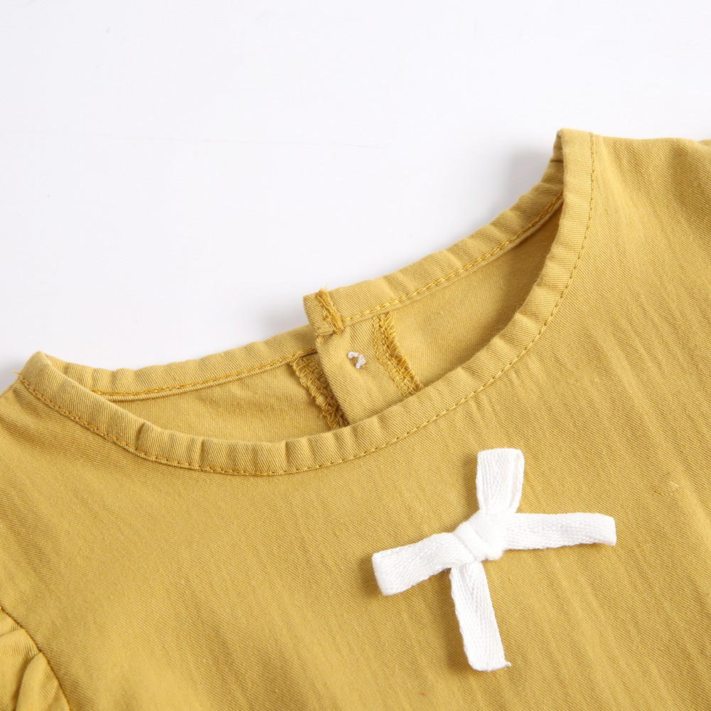 Bộ Đồ Liền Thân Sanlutoz Dành Cho Bé Gái Được Làm Từ Cotton Tay Dài Màu Vàng