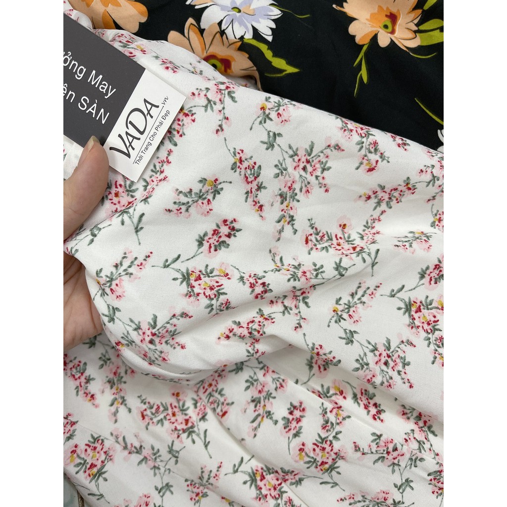 Đầm xoè hoa nhún ngực cột nơ hoạ tiết dễ thương nhẹ nhàng xuống phố - Thời trang VADA - V57