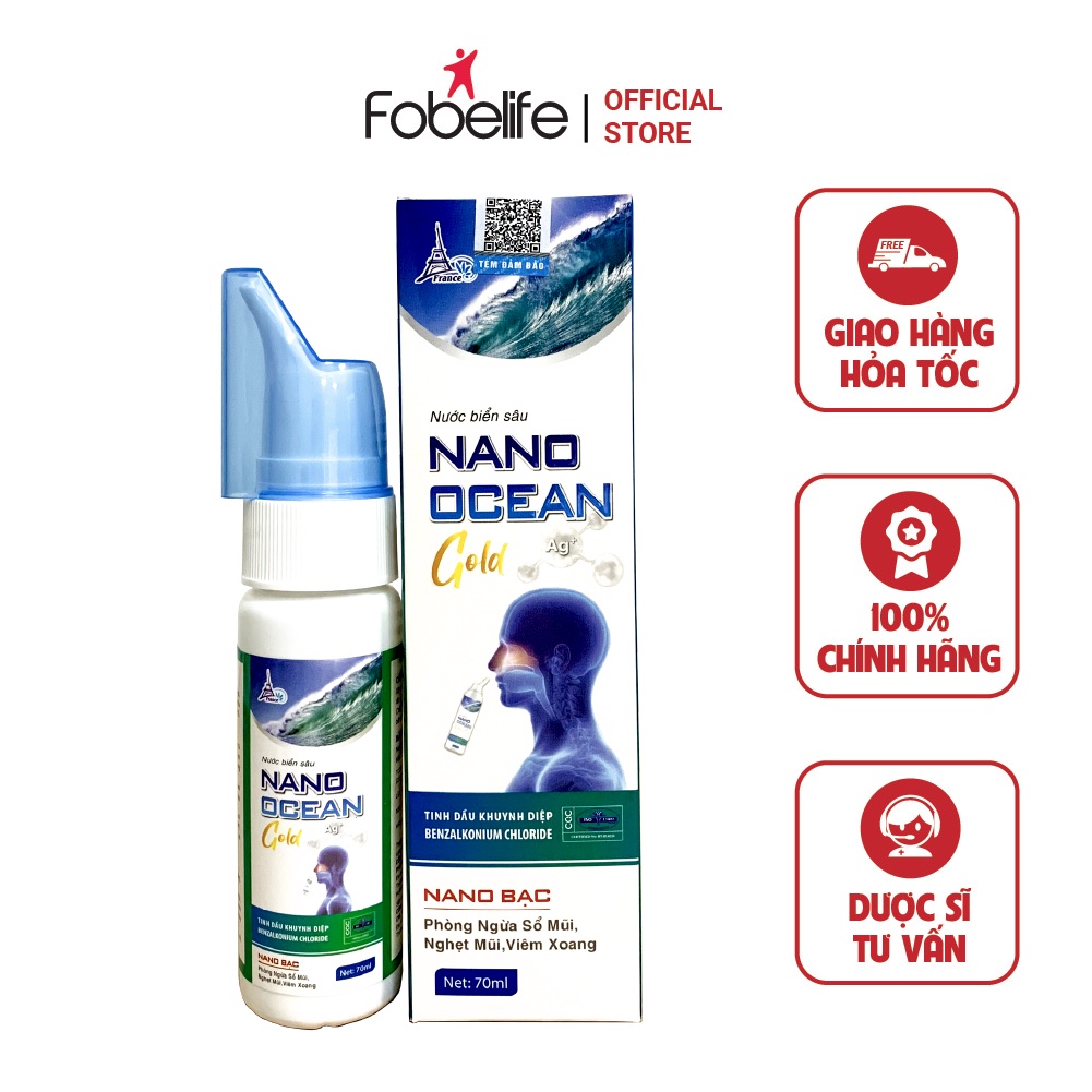 Dung dịch vệ sinh mũi người lớn Nano Ocean Gold Fobelife - chai 70ml