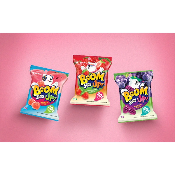 Kẹo Dẻo Boom Jelly Orion Vị Nho (Dây 10 gói x 25g)